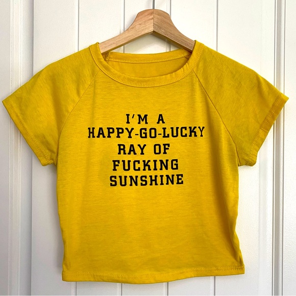 Tops - Happy Go Lucky Graphic Crop Top